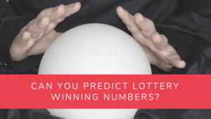 Predicting lotto numbers article banner with crystal ball and hands